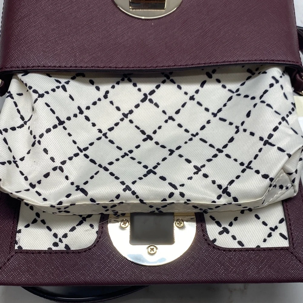 Kate Spade Grace | Grace Fliplock Crossbody Burgundy Gold-Tone Pyramid Turn-Lock